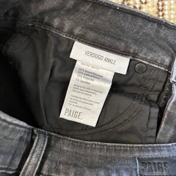 Paige Verdugo Ankle Jean 27 4 Faded Noir Destructed Dark Wash Ankle Crop Denim - Picture 6 of 7